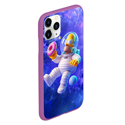 Чехол iPhone 11 Pro матовый Homer Simpson is a brave astronaut / 3D-Фиолетовый – фото 2