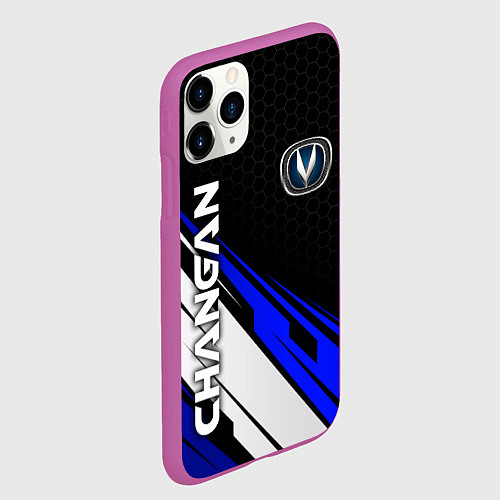 Чехол iPhone 11 Pro матовый Changan - синий спорт / 3D-Фиолетовый – фото 2