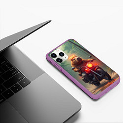 Чехол iPhone 11 Pro матовый Байкер капибара в джунглях, цвет: 3D-фиолетовый — фото 2