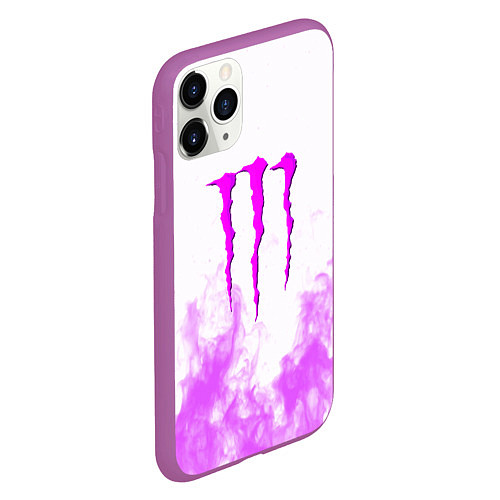Чехол iPhone 11 Pro матовый Monster energy neon flame / 3D-Фиолетовый – фото 2