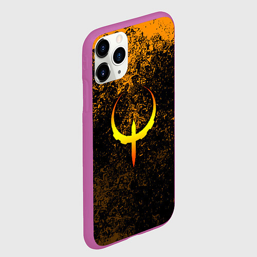 Чехол iPhone 11 Pro матовый Quake краски брызги оранжевый / 3D-Фиолетовый – фото 2