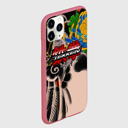 Чехол iPhone 11 Pro матовый Tekken tatoo japan / 3D-Малиновый – фото 2