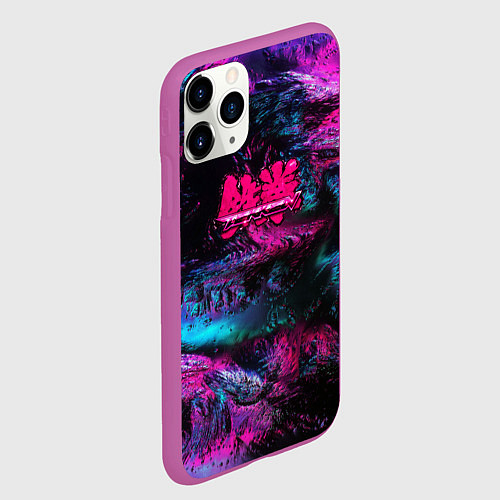 Чехол iPhone 11 Pro матовый Tekken neon colors / 3D-Фиолетовый – фото 2