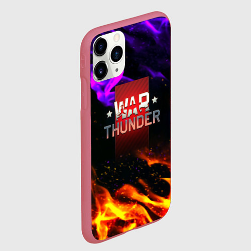 Чехол iPhone 11 Pro матовый Warthunder neon flame / 3D-Малиновый – фото 2
