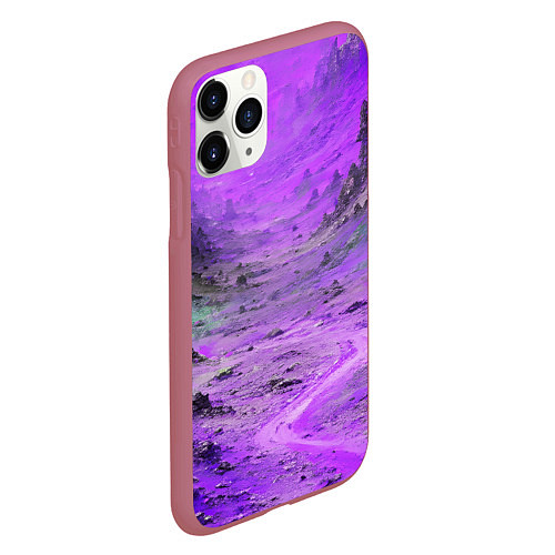 Чехол iPhone 11 Pro матовый Фиолетовая пустыня абстракция / 3D-Малиновый – фото 2