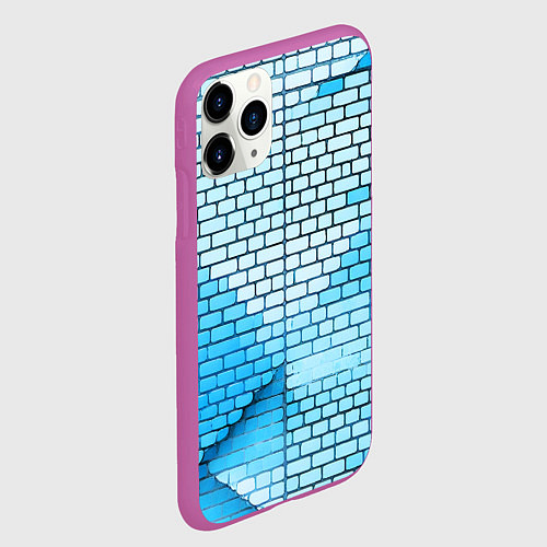 Чехол iPhone 11 Pro матовый Синие кирпичики / 3D-Фиолетовый – фото 2