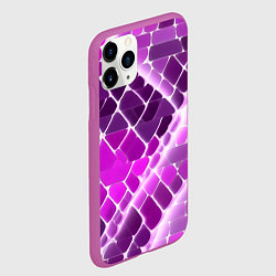 Чехол iPhone 11 Pro матовый Фиолетовые рельефные плитки и белое свечение, цвет: 3D-фиолетовый — фото 2