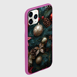 Чехол iPhone 11 Pro матовый Новогодние украшения на елочке, цвет: 3D-фиолетовый — фото 2