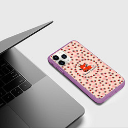Чехол iPhone 11 Pro матовый Лиса рыжая бестия паттерн, цвет: 3D-фиолетовый — фото 2