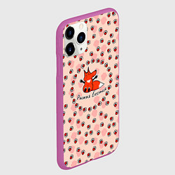 Чехол iPhone 11 Pro матовый Лиса рыжая бестия паттерн, цвет: 3D-фиолетовый — фото 2