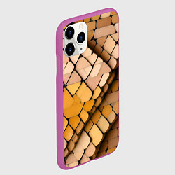 Чехол iPhone 11 Pro матовый Жёлтые рельефные плитки, цвет: 3D-фиолетовый — фото 2