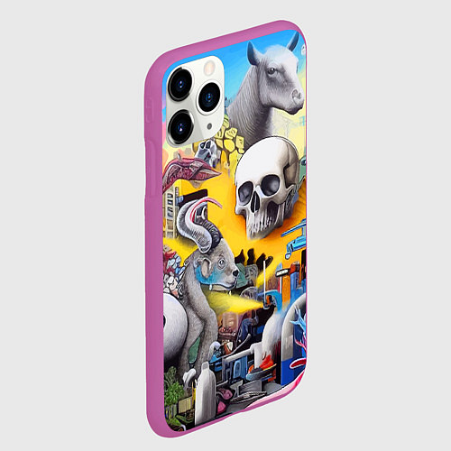 Чехол iPhone 11 Pro матовый Урбанистический сон - сюрреализм / 3D-Фиолетовый – фото 2