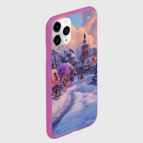 Чехол iPhone 11 Pro матовый Тропинка к новому году / 3D-Фиолетовый – фото 2