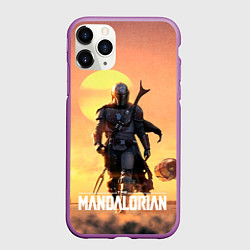 Чехол iPhone 11 Pro матовый Идущий мандалорец, цвет: 3D-фиолетовый