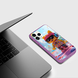 Чехол iPhone 11 Pro матовый Роблокс в солнечных очках, цвет: 3D-фиолетовый — фото 2