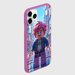 Чехол iPhone 11 Pro матовый Роблокс с розовыми волосами, цвет: 3D-фиолетовый — фото 2