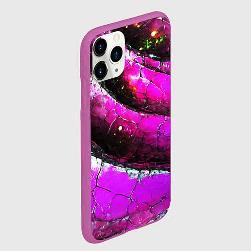 Чехол iPhone 11 Pro матовый Розовая волнистая абстракция / 3D-Фиолетовый – фото 2