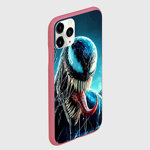 Чехол iPhone 11 Pro матовый Venom in metropolis - ai art neon fantasy / 3D-Малиновый – фото 2