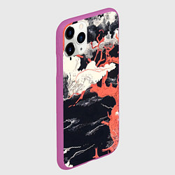 Чехол iPhone 11 Pro матовый Паттерн с деревьями в японском стиле - нейросеть, цвет: 3D-фиолетовый — фото 2
