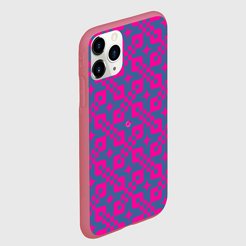 Чехол iPhone 11 Pro матовый Розово-синий узор / 3D-Малиновый – фото 2