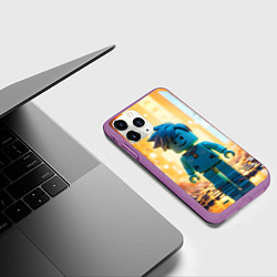 Чехол iPhone 11 Pro матовый Роблокс таинственный человечек, цвет: 3D-фиолетовый — фото 2