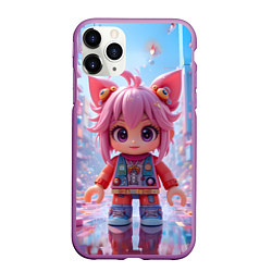 Чехол iPhone 11 Pro матовый Роблокс хорошенький человечек, цвет: 3D-фиолетовый