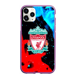 Чехол iPhone 11 Pro матовый Liverpool fire steel, цвет: 3D-фиолетовый