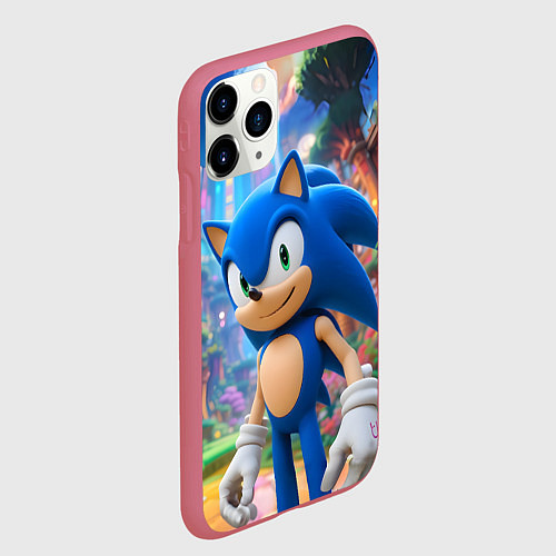 Чехол iPhone 11 Pro матовый Sonic красочный мир / 3D-Малиновый – фото 2
