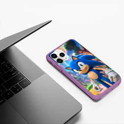 Чехол iPhone 11 Pro матовый Sonic красочный мир, цвет: 3D-фиолетовый — фото 2