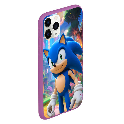 Чехол iPhone 11 Pro матовый Sonic красочный мир / 3D-Фиолетовый – фото 2