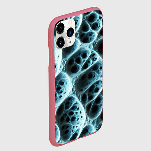 Чехол iPhone 11 Pro матовый Белая пористая структура / 3D-Малиновый – фото 2