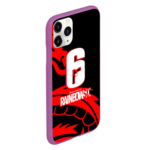 Чехол iPhone 11 Pro матовый Rainbow six dragon fire logo / 3D-Фиолетовый – фото 2