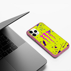 Чехол iPhone 11 Pro матовый Monster energy краски, цвет: 3D-малиновый — фото 2