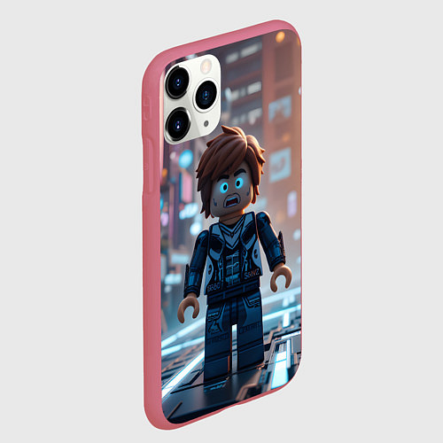 Чехол iPhone 11 Pro матовый Roblox испуганный человечек / 3D-Малиновый – фото 2