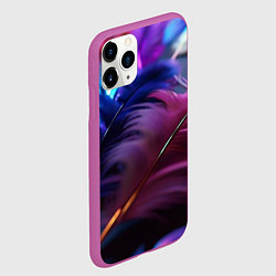 Чехол iPhone 11 Pro матовый Перья неоновой птицы, цвет: 3D-фиолетовый — фото 2