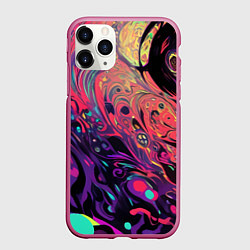 Чехол iPhone 11 Pro матовый Интерференционные цвета, цвет: 3D-малиновый