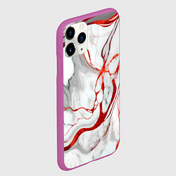 Чехол iPhone 11 Pro матовый Красно-белый мрамор, цвет: 3D-фиолетовый — фото 2