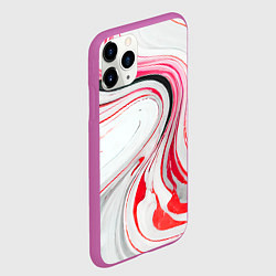 Чехол iPhone 11 Pro матовый Волнистые чёрно-красные линии на белом фоне, цвет: 3D-фиолетовый — фото 2