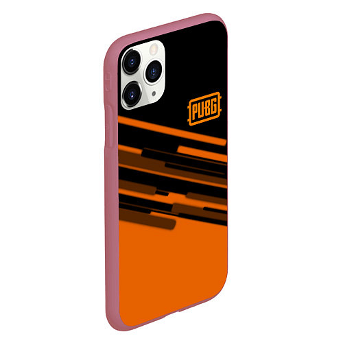 Чехол iPhone 11 Pro матовый PUBG geometry line / 3D-Малиновый – фото 2