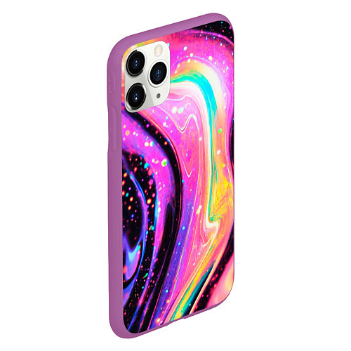 Чехол iPhone 11 Pro матовый Жидкая энергия космоса - нейросеть / 3D-Фиолетовый – фото 2