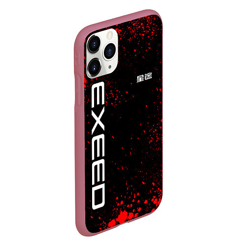 Чехол iPhone 11 Pro матовый Exeed - красные брызги краски / 3D-Малиновый – фото 2