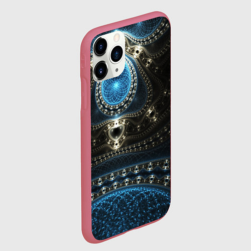 Чехол iPhone 11 Pro матовый Психоделика текстура / 3D-Малиновый – фото 2