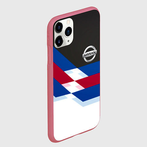 Чехол iPhone 11 Pro матовый Nissan geometry steel / 3D-Малиновый – фото 2