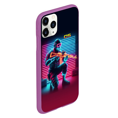 Чехол iPhone 11 Pro матовый Counter Strike - neon glow fantasy / 3D-Фиолетовый – фото 2