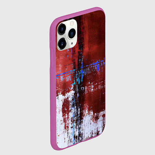 Чехол iPhone 11 Pro матовый Ржавчина красно-белая / 3D-Фиолетовый – фото 2