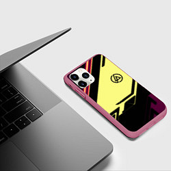 Чехол iPhone 11 Pro матовый Linkin park geometry steel, цвет: 3D-малиновый — фото 2
