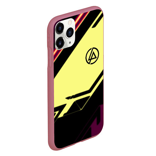 Чехол iPhone 11 Pro матовый Linkin park geometry steel / 3D-Малиновый – фото 2