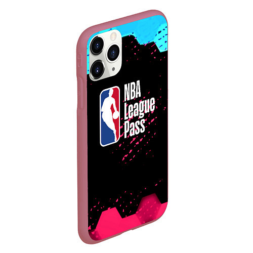 Чехол iPhone 11 Pro матовый NBA баскетбол соты неон / 3D-Малиновый – фото 2