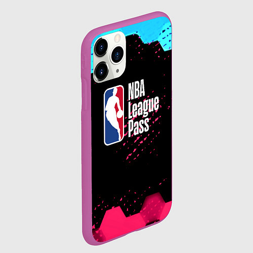 Чехол iPhone 11 Pro матовый NBA баскетбол соты неон / 3D-Фиолетовый – фото 2