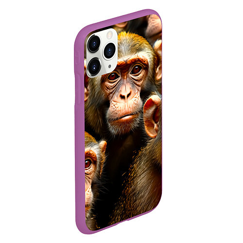 Чехол iPhone 11 Pro матовый Макаки / 3D-Фиолетовый – фото 2